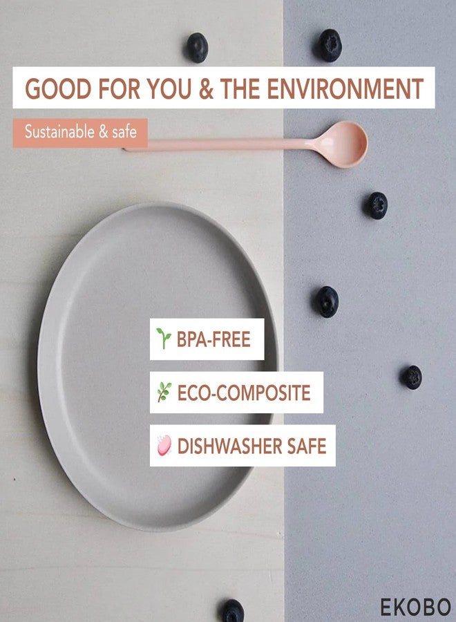 EKOBO Kids Bamboo Plates Set of 4 – 7″, Cloud, with High Rims for 6+ years, Durable, Lightweight & Dishwasher Safe kids plates for Toddler Meals at Home or On the Go - Image 4